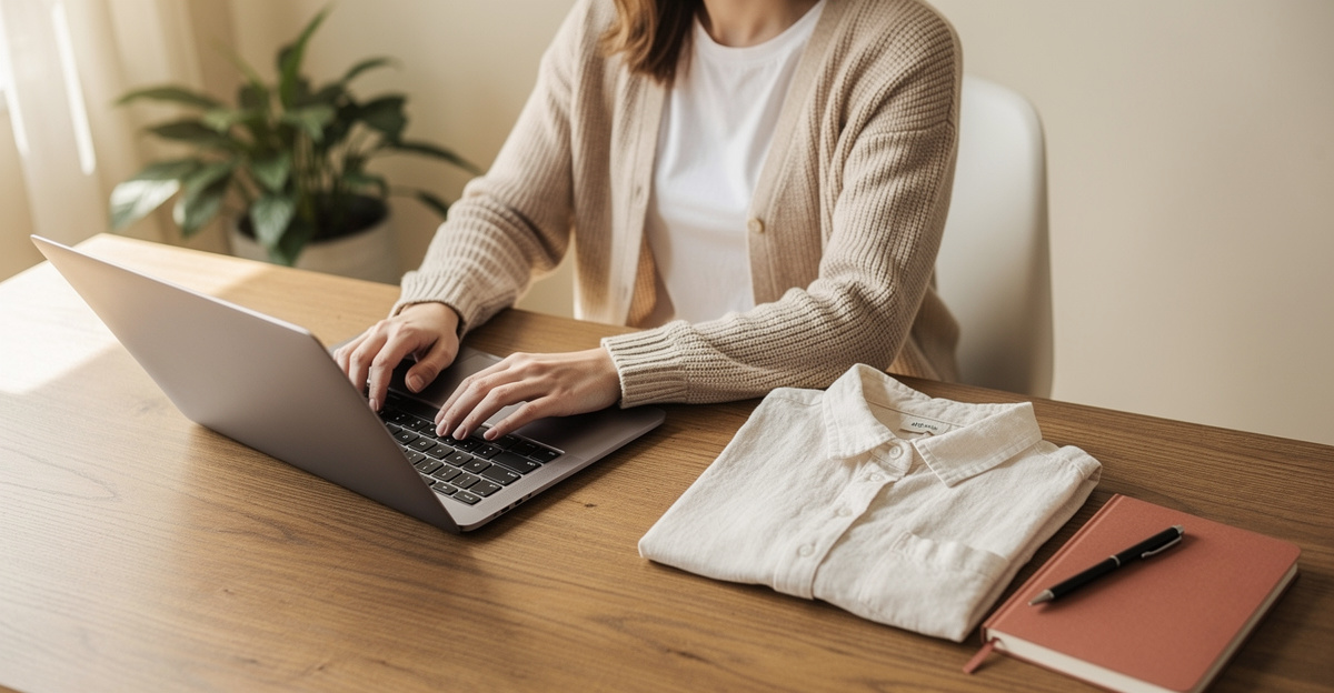 Reseller working at a desk with a laptop